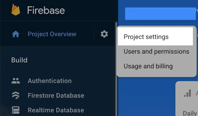 Go to Project Settings in Firebase